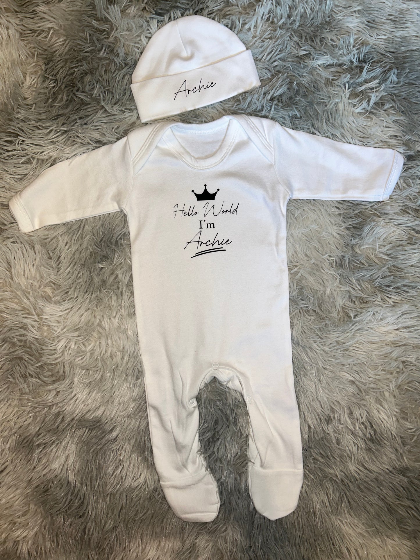 Hello world hot sale personalised sleepsuit