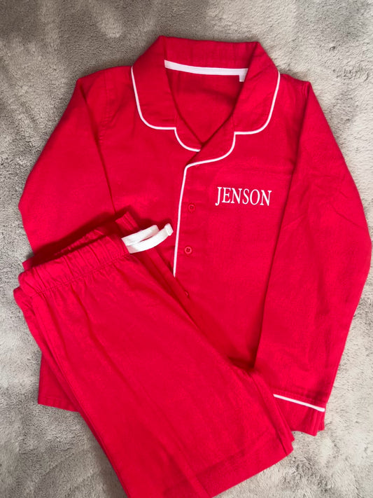 Personalised Red Cotton Pyjamas