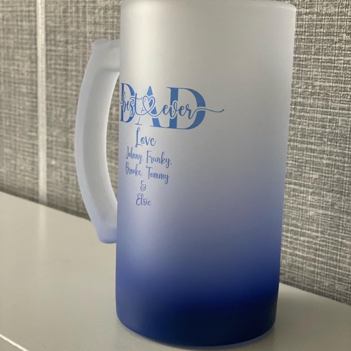 Best Dad Ever Blue Frosted Tankard