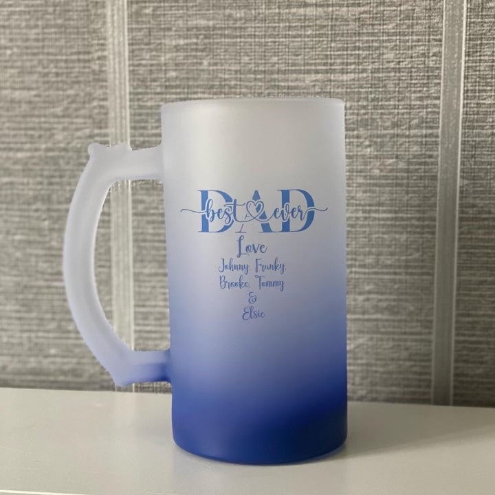 Best Dad Ever Blue Frosted Tankard