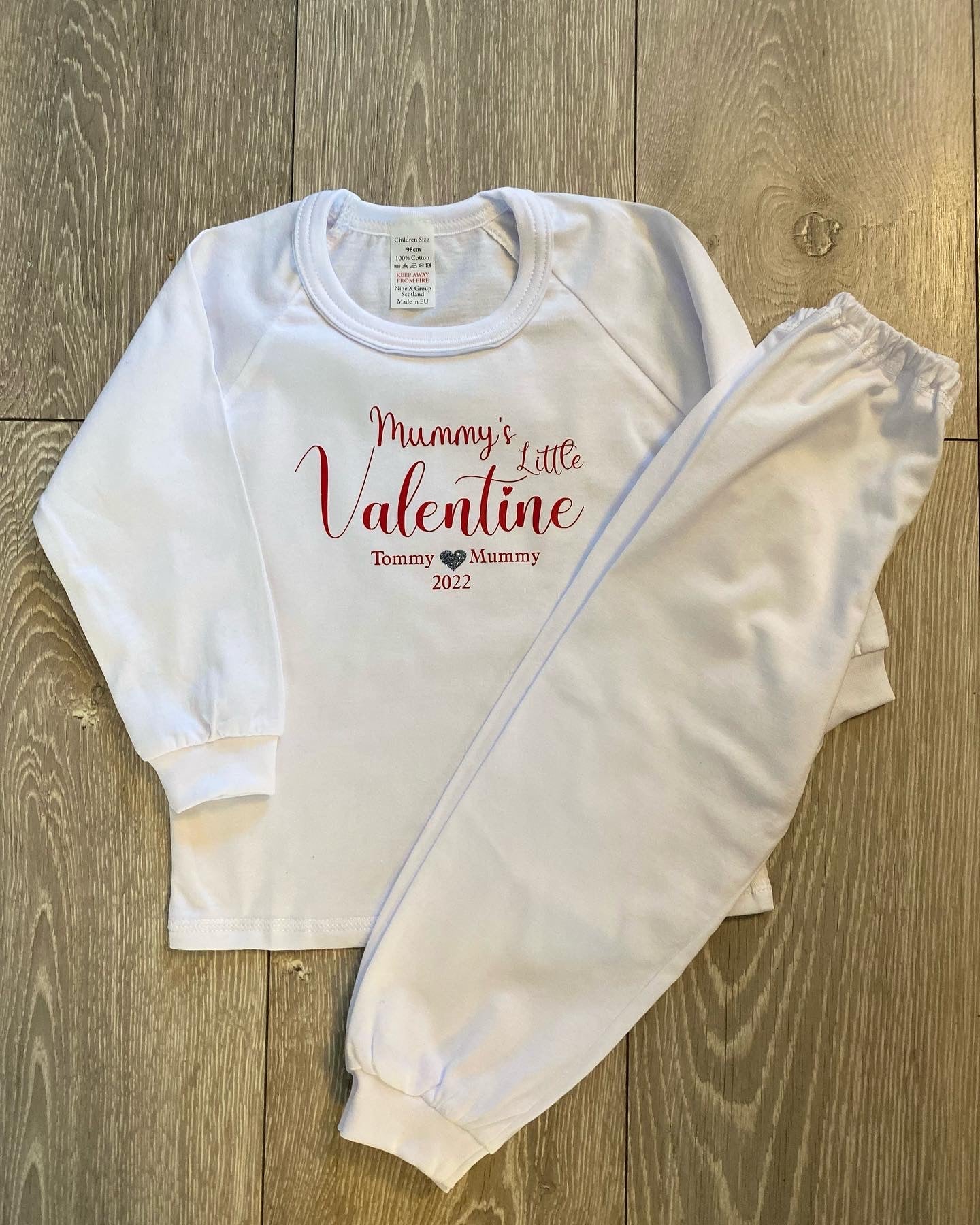 Personalised White Valentine’s Pyjamas