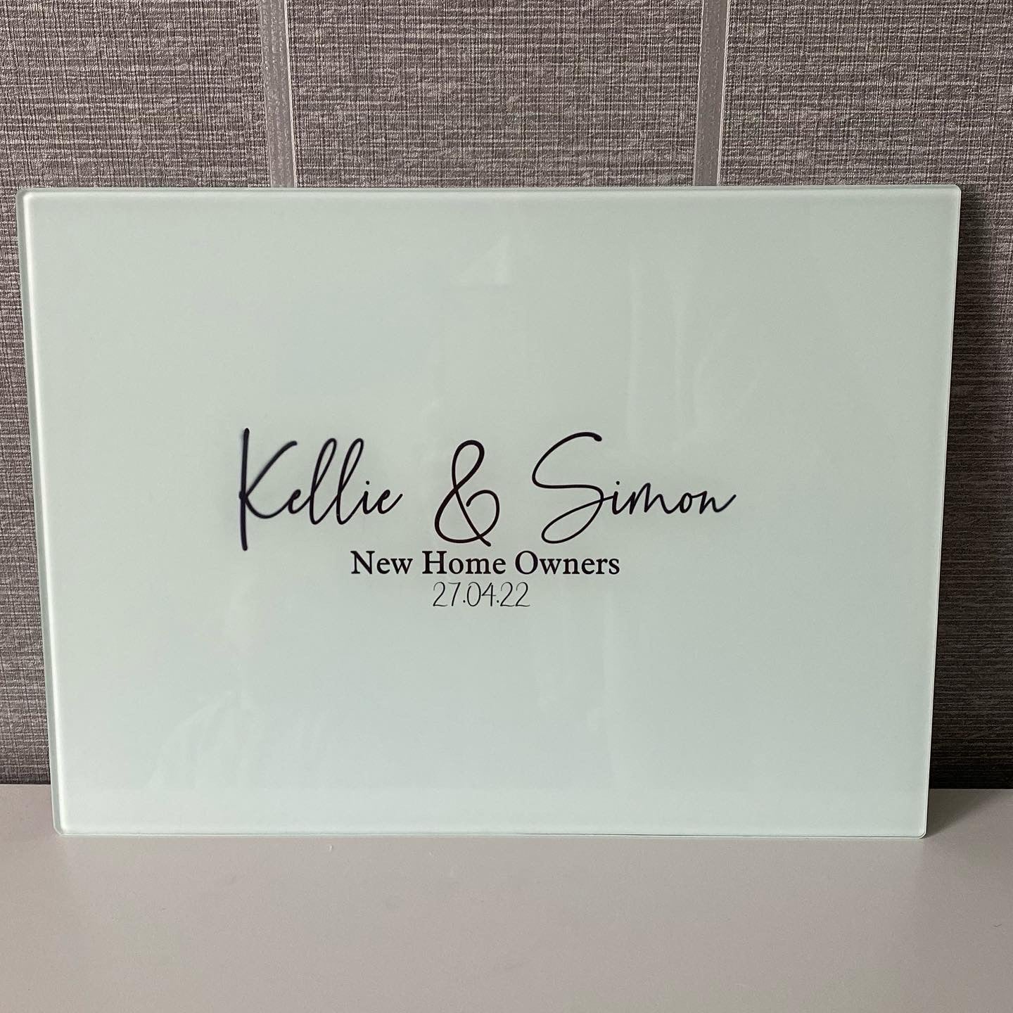 Personalised New Home Glass Chopping Board