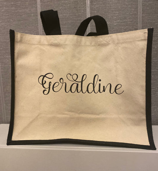 Black Handled Personalised Tote