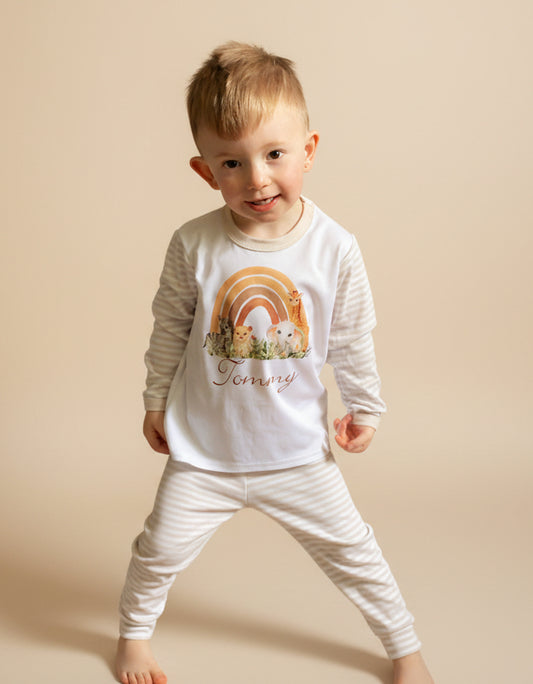 Children's Neutral Safari Print Pyjamas
