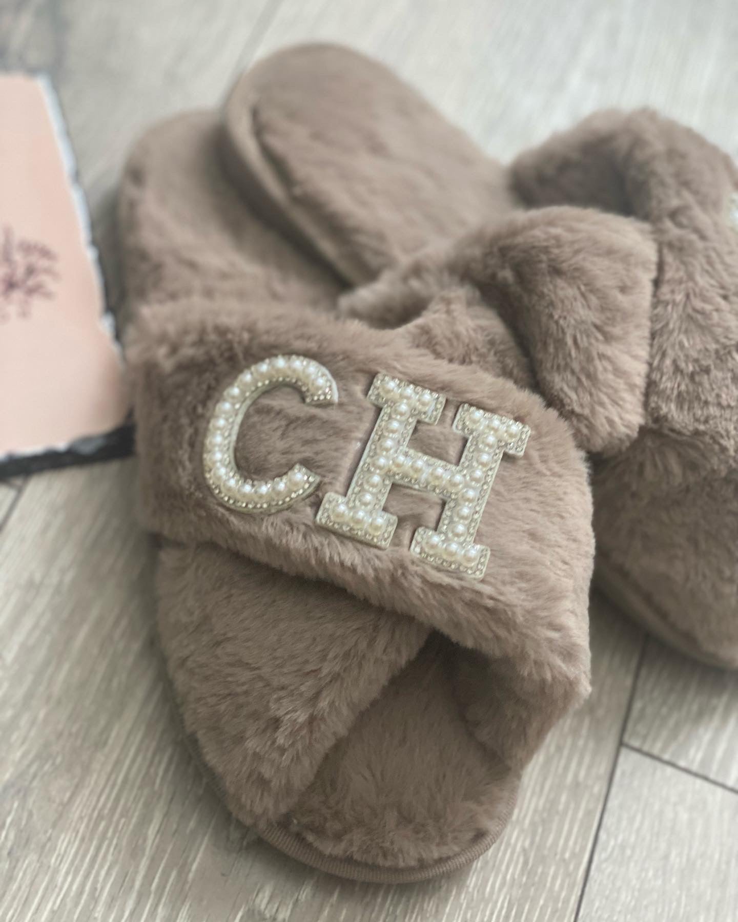 Fluffy Initial Adult Slippers