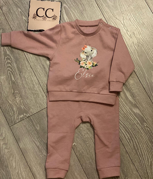 Personalised Girls Elephant Tracksuit