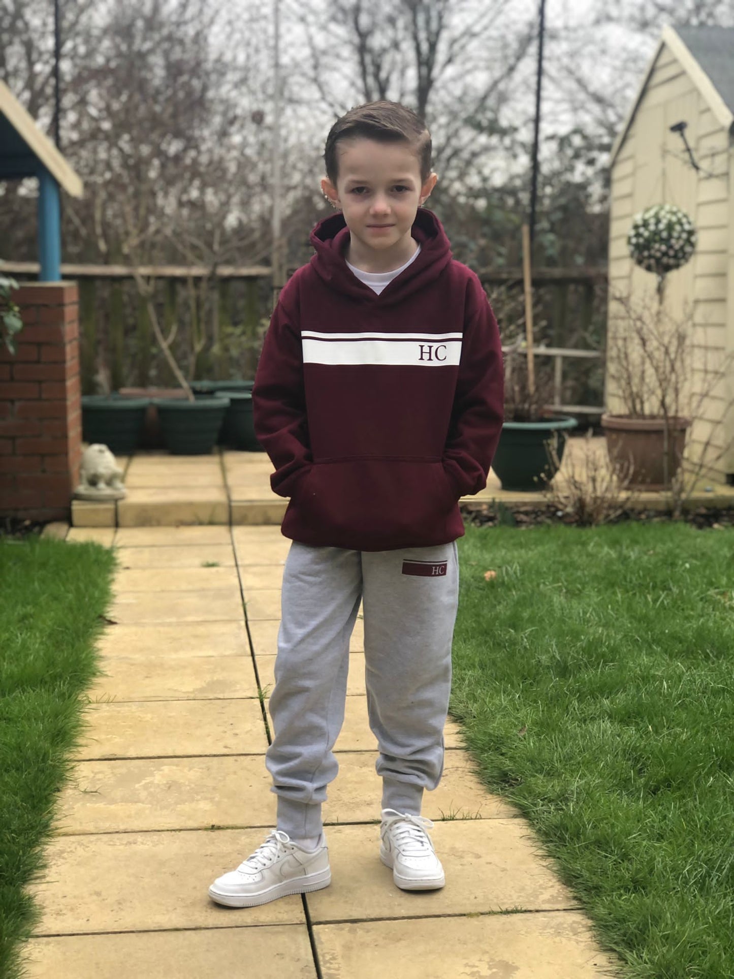 Block and Line Burgundy/Grey Tracksuit