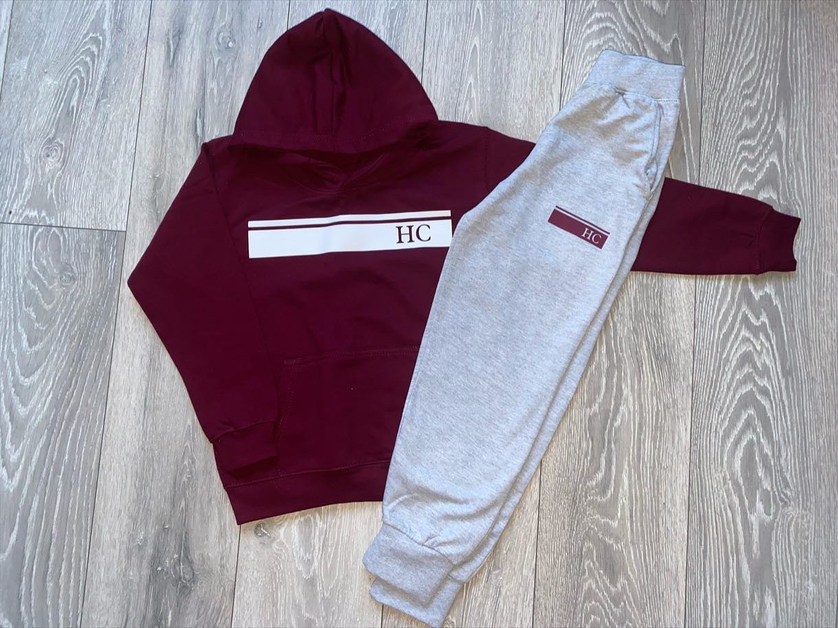 Block and Line Burgundy/Grey Tracksuit