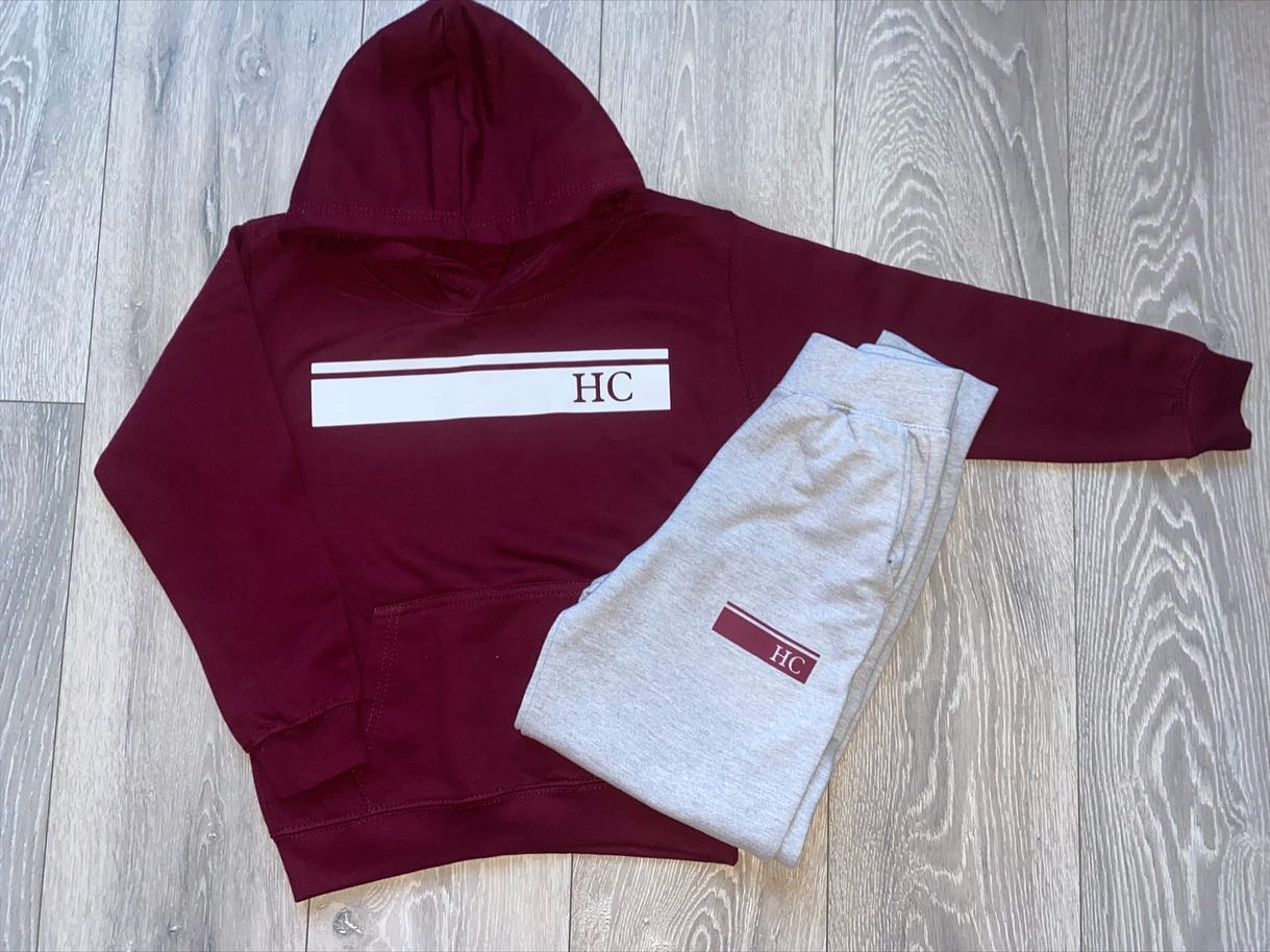 Block and Line Burgundy/Grey Tracksuit