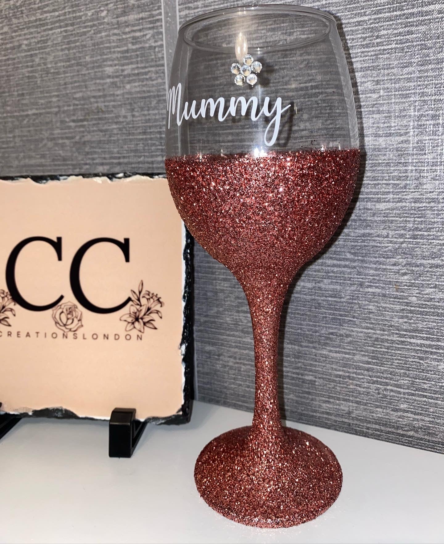 Glitter Glass Personalised With Flower Detail