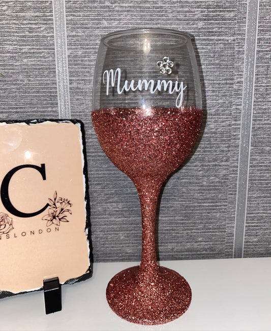 Glitter Glass Personalised With Flower Detail